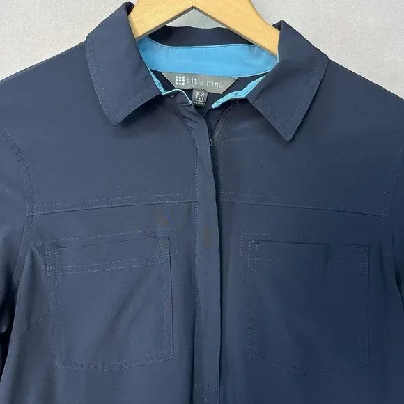 Title Nine Wren Utility Dress Women's M Blue Button Up Long Sleeve Shirt - Picture 2 of 8